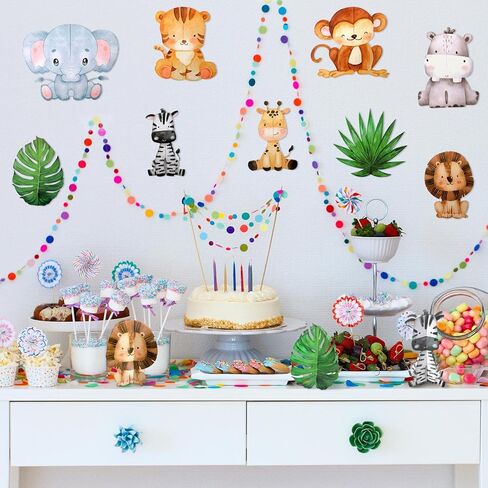 WETTARN 9 PCS Baby Jungle Animals Decoration Safari Baby Shower Centerpieces 3D Jungle Themp Centerpces للأطفال in Kuwait