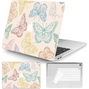 Seorsok Compatible with MacBook Air 13 Inch Case 2020 2019 2018 Release A1932 A2179 M1 A2337 Touch ID, Plastic Hard Shell Case with Keyboard Cover，Butterflies