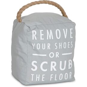Pavilion Gift Company 72195 Remove Your Shoes Door Stopper, Gray 5 x 6