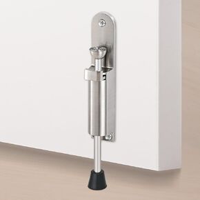 HOMOTEK Adjustable Door Stopper – Heavy-Duty Spring-Loaded Telescopic Foot-Operated Door Holder with Easy Step-On/Off Release Kick Down Wall Protector for Commercial & Outdoor Doors, 2 Pack, Silver