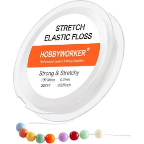 Hobbyworker Elastic Stretch Bracelet String Cord for Jewelry Making and Bracelet Making White