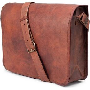 ANUENT 15-inch Vintage Brown Leather Laptop Mens Satchel Crossbody Messenger Bag for Women Shoulder bag for Work & Daily Use