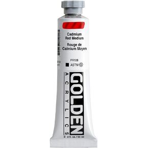 Heavy Body Acrylics by GOLDEN, Cadmium Red Medium, 2 fl. oz. Tube, Professional Acrylic Paint, Opaque
