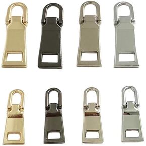 8Pcs Zipper Pull Replacement 4 Colors 2 Sizes Metal Zipper Handle Mend Fixer Zipper Tab Repair for Luggage Suitcase Backpack Jacket Bags Coat Boots