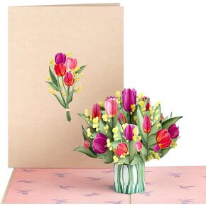 بطاقة Lovepop Lupine Hummingbird المنبثقة - بطاقات المعايدة المنبثقة الطنان - بطاقة عيد ميلاد ثلاثية الأبعاد - 5 "× 7" - مغلف مشمولة