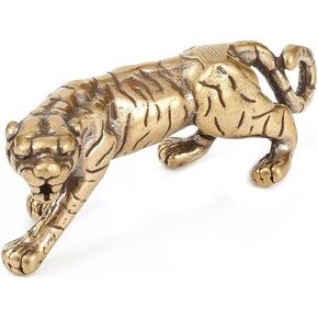 Gold Antique Copper Tiger King Figurines Home Decor Accessories Vintage Brass Animal Ornaments Desk Decorations Collectible Figurines