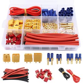 70 PCS XT60 / XT90 / EC3 / EC5 / T-Plug Deans Male and Female Moncector محولات سلك السيليكون 4AWG+أنابيب تقلصات لشاحن بطارية RC ESC