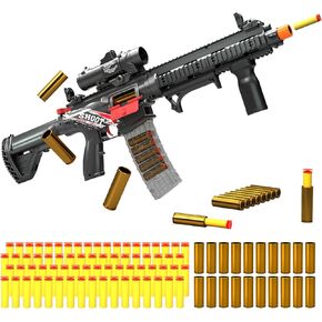 Electric Soft Bullet Toy Gun for Boys, Auto-Manual Shell Ejecting Toy Foam Blasters & Guns with 80 Soft Darts, Shooting Games Educational Toys for 6, 8,12,14+ Kids, for Kids