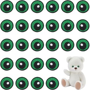 BENECREAT 12 Pairs Black and Green Eyes Patch, Polyester Embroidery Cloth Iron on Patches, Cartoon Eyes Costume Accessories for Jackets Clothes DIY Accessories