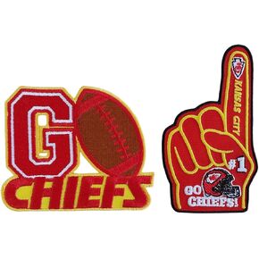 2 Pcs Finger and Go Chiefs Patches Embroidery Patches Iron on and Sewing for Craft Clothes