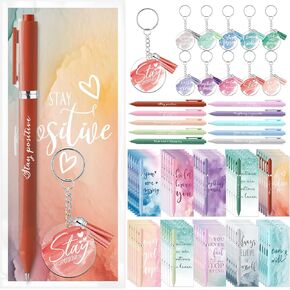 Quelay 30 Set Inspirational Gift Bulk for Women Motivational Acrylic Keychain Motivational Pens Bulk Aesthetic Bookmarks Team Gifts for Employees Appreciation Social Worker Secretary