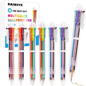 DAIKOYE Ballpoint Pens 6 PCS 0.5mm 6-in-1 Multicolor Ballpoint Pens Birthday Party Favors Gifts