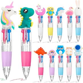 12 Pcs Multicolor Pen in One 4 in 1 Cute Pens Multicolor Fun Ballpoint Pen Colored Pens for Kids Mini Pens for Office Back to School Supplies Students Gift (Classic Style)