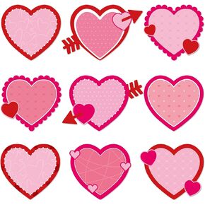 72pcs Valentine's Day Bulletin Board Decorations Valentines Day Party Decor 5.9 x 3.9 Inch Paper Hearts Cutouts for Themes Bulletin Board Classroom School Wedding Anniversary Party Supplies 9 Designs