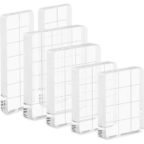 6PCS Acrylic Stamping Block, Clear Acrylic Block for Stamping, Stamp Block Decorative Stamp Block for DIY Craft, Stamping Block Scrapbooking Craft Making, Acrylic Clear Stamping Blocks Tool