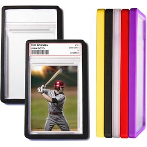Pack of 5 Graded Card Case Bumper Guards Compatible with 35 pt PSA Graded Cards Includes 5 Graded Card Storage Display Sleeve Protectors (Black)