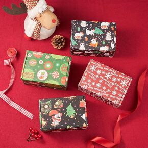 4x4x2 Inch Small Christmas Gift Boxes, 24 Pack Christmas Shipping Boxes, Corrugated Cardboard Shipping Boxes for Small Business