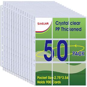 9 Pocket Page Protector, 200 Pack Trading Card Sleeve, Baseball Card Sheets for 3 Ring Binder, for Skylanders, MTG, Coupon, Game Cards, Trading Cards, Football Cards