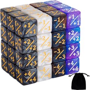 48 Pieces MTG Dice Counters Buff Token Dice Loyalty Dice Starry Marble D6 Dice Cube Compatible with Magic The Gathering, CCG, Card Gaming Accessory, 4 Colors