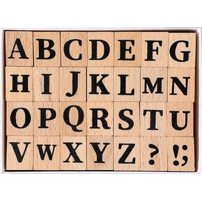 28 Pieces Multipurpose Alphabet Letter Wood Rubber Stamps, Capital Letter Stamps, Cute Alphabet Rubber Stamp Set, Wooden Rubber Stamps for Envelope, Scrapbooking, Card Making, DIY Craft