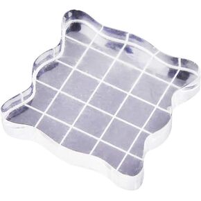 1PC Acrylic Stamp Blocks with Grid Lines, Transparent with Curve Edges Essential Stamping Tools for Scrapbooking Crafts Making (7.5x7.5cm)