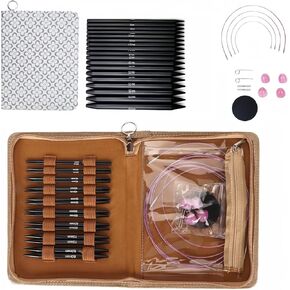 32pcs Interchangeable Circular Knitting Needles Set, 3 to 6mm Interchangeable Ergonomic Circular Needle Set with Storage Bag for Crafting Beginners, Gifts for Mom Grandma Friend