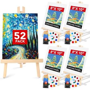AROIC 156 PCS Professional Painting with Easels ، 12 Wood Easels ، 120 Brushes with Nylon Brush Head ، 12 Drawn Boardart و 12 لوحة ، مستلزمات الطلاء Kitfor Kids and Come to Party Party.