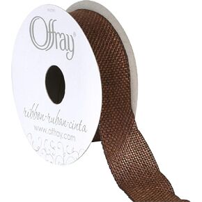 Berwick Offray 7/8" Wide Rustic Saddle Polyester Ribbon, Mud Pie Brown, 3 Yards