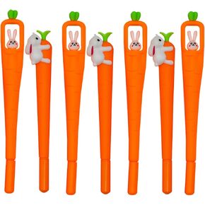 Maydahui 12 Pcs Cute Bunny Carrot Gel Pens Comfortable Grip Rabbit Carrot Writing Pens Black Ink For Students Teachers Coworkers Shcool Stationery Easter Party Desk Decor