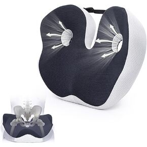 وسادة مقعد للمكتب ، والسيارات والمنزل ، ووسادة كرسي Outfany Ergoseat Memory Foam ، وعظم Tailbone ، ومراكز ، وعرق ، وتخفيف آلام العصعص للمحترفين الطويل المتقدمين