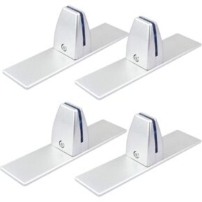 4 Pack T Shaped Office Desk Partition Clamp, Sneeze Guard Bracket Support, Aluminum