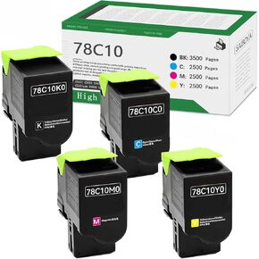 78C10 Compatible Toner Cartridge CS421 Replacement for Lexmark CS421 CX522 CX421 CS521 CX521 CS522 CX622 CX625 Printer (4Pack,Black Magenta Yellow Cyan)