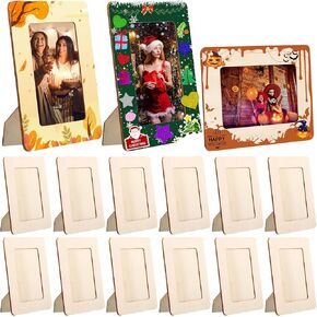 Gerrii 6x8 Wooden Picture Frames 15 Pack Unfinished Wood Photo Frames for Crafts DIY Postcard Picture Display Stand for Painting, Birthday, Wedding, Valentine‘s Day