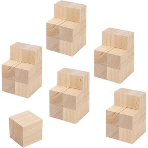 SOUJAP 30 Pack 2 Inch Wood Cubes, 5cm DIY Wooden Blocks, Unfinished Pine Wood Blocks for Craft, Art