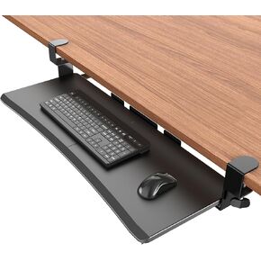 Extra Large Keyboard Tray Under Desk - Slide Out with Sturdy C-Clip Mount System, 31.5 (35.8 Including Clamps) X 11.81 Put-Out Keyboard Tray Computer Drawer for Ergonomic Typing, Black