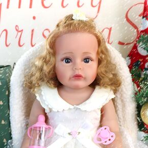 Reborn Baby Doll with Piggy Toy, 22" Lifelike Soft Body Realistic Girl Baby Dolls, Full Vinyl Body Real Life Dolls Gift Set for 3+