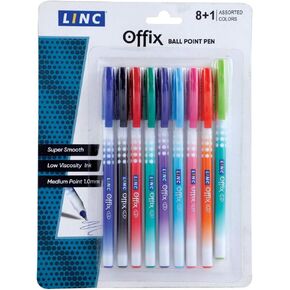 Linc Offix Smooth Ball Point Pen, 1.00mm Tip, 9-Count, Assorted Colors
