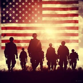 Vintage Silhouette of American Soldiers and American Flag Background 5D Adult Diamond Art,DIY Diamond Art Painting Kit for Beginners Canvas 13.7x13.7inch x35cm