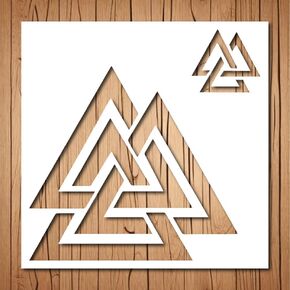 Viking Valknut Stencil | Reusable Rune Nordic Runes Stencils for Painting on Wood, Glass, Wall, Rock, Fabric, Walls, Canvas, Glassware | Viking Runes Stencil Pattern (4""x 4""), Milk White