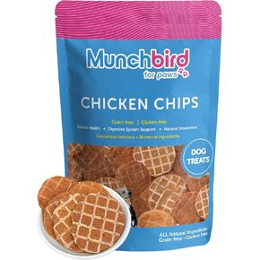 Chicken Waffle Chips Dehydrated Lean Treats for Dogs (3.5 OZ, Crunchy Chicken Chips), Great for picky Eaters, Easy to Break up into Smaller Pieces as Food Topper or Training Treats