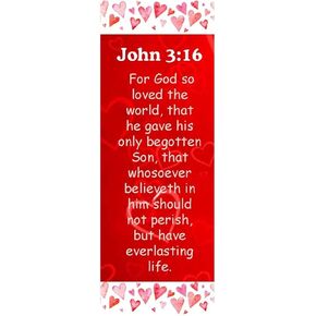 No Greater Love John 3:16 Red Hearts Valentine's Day Bookmarks – Religious Classroom & Valentine Exchange, 50-Pack, Made in USA