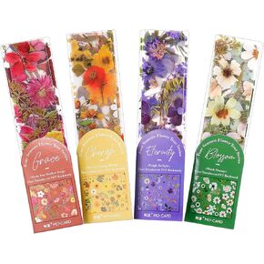 20 Sheets Flower Bookmark for Women, 4 Seasons (5 Each) Stained Plastic Bookmarks, Bulk Cool Unique Personalized Bookmark Gifts for Student Teacher