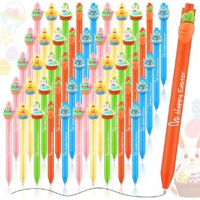 50 Pcs Pens Ballpoint Pen Bulk 5 Colors Gel Ink Cute Cartoon Ballpoint Pen Funny Aesthetic Pens for Office Party Favor Goodie Bag Stuffers(Retro,Bunny)