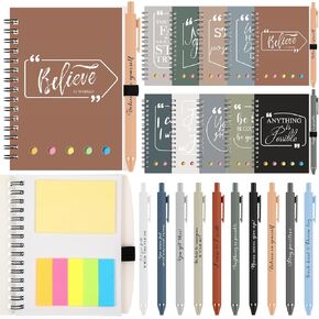 Tenceur 30 Sets Inspirational Spiral Notebook Bulk with Motivational Ballpoint Pens Sticky Notepad Employee Appreciation Gift Thank You Gift for Team Teacher Staff Coworker
