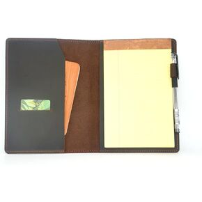 Leather Cover Compatible With Tops The Legal Pad Writing Steno Pads 5" x 8", Legal Rule 5 x 8, Notebooks Distressed Genuine A5 Leather Cover with Pen Loop Dark Brown
