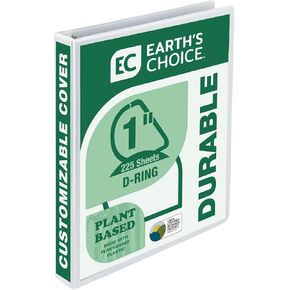 Samsill Plant-Based 1 Inch Durable D-Ring, Made in USA, View Binder, Eco-Friendly, USDA Certified Biobased, White