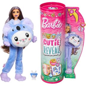 Barbie Cutie تكشف الدمية والملحقات مع الأزياء الحيوانية و 10 مفاجآت بما في ذلك تغيير الألوان ، والأرنب باعتباره koala في سلسلة تحت عنوان الأزياء