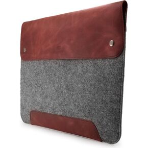 MegaGear Genuine Leather and Fleece MacBook Bag Laptop Sleeve for MacBook Pro and MacBook Air Case 14 Inch - 13 Inch (M4, M3, M2, M2, M1, Pro, Max) 13.3 Inch, iPad Pro 12.9 Inch - 2020 to 2024 Models