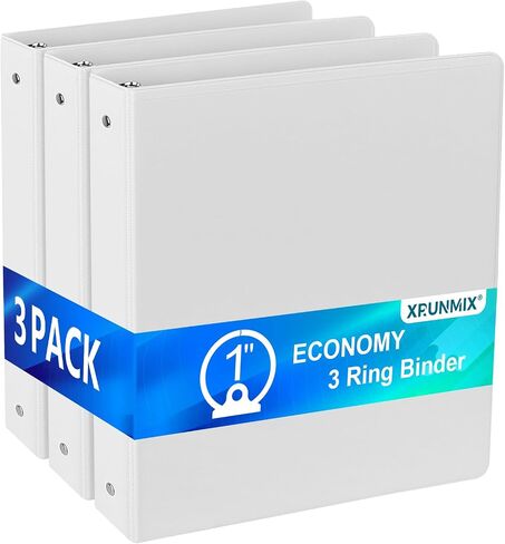 Economy 3-Ring Binders, 1 Inch, Round Rings, 200 Sheet Capacity, ClearVue Presentation View, Non-Stick, White (24) in Saudi Arabia