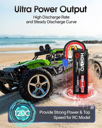 HOOVO 4S Lipo Battery 14.8V 6200mAh 120C RC Battery EC5 Plug Hard Case for RC Car Truck Buggy RC Quadcopter Helicopter Airplane Racing FPV UAV Drone (2 Pack) in Saudi Arabia